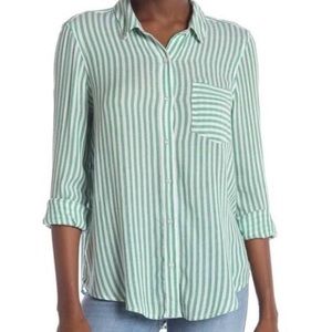3 for $15 Abound Green/White Striped Button Down